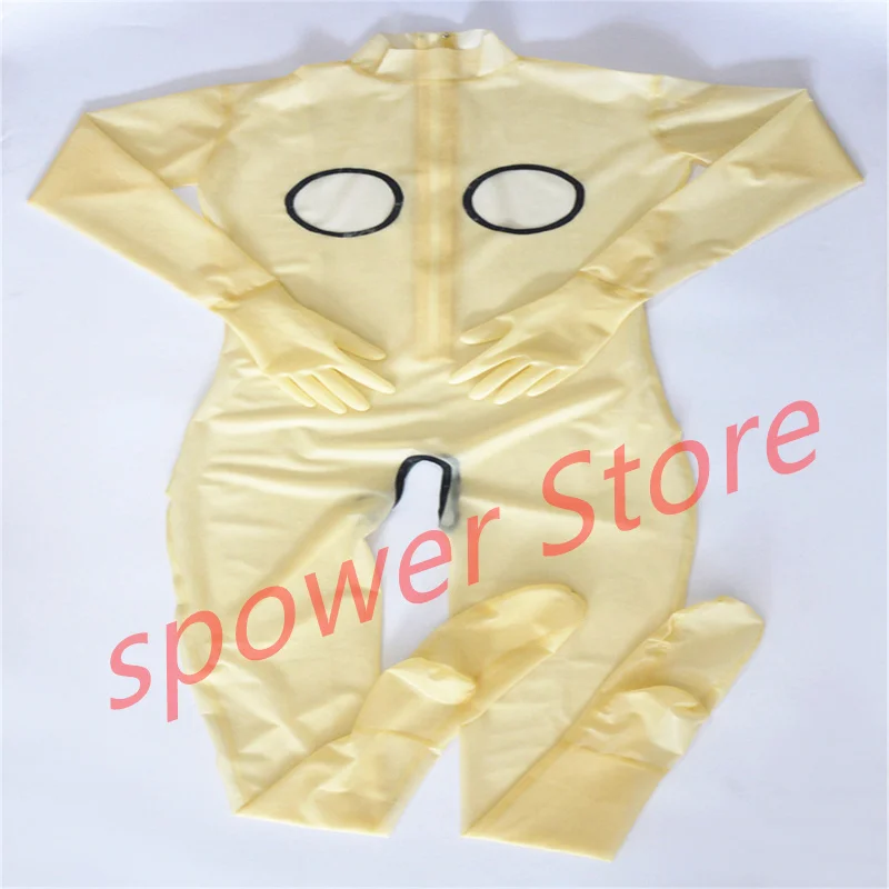 

Handmade Women Latex Catsuit Transparent Rubber Bodysuit Tight Jumpsuit Customize Cosplay Costumes