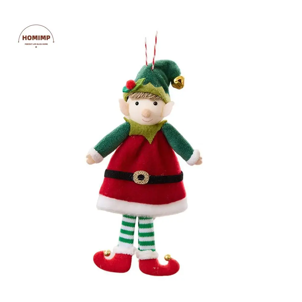 

Festival Atmosphere Cute Christmas Elf Doll Boy Girl Red Green Elf Plush Doll Stuffed with Bell Hanging Bell Elf Christmas Party