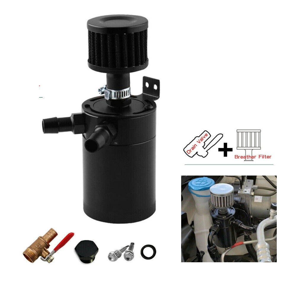 

Car Accessories For Car 2-Port Oil Catch Can Reservoir Tank Engine Baffled W/Drain Valve Universal Car With High Quality