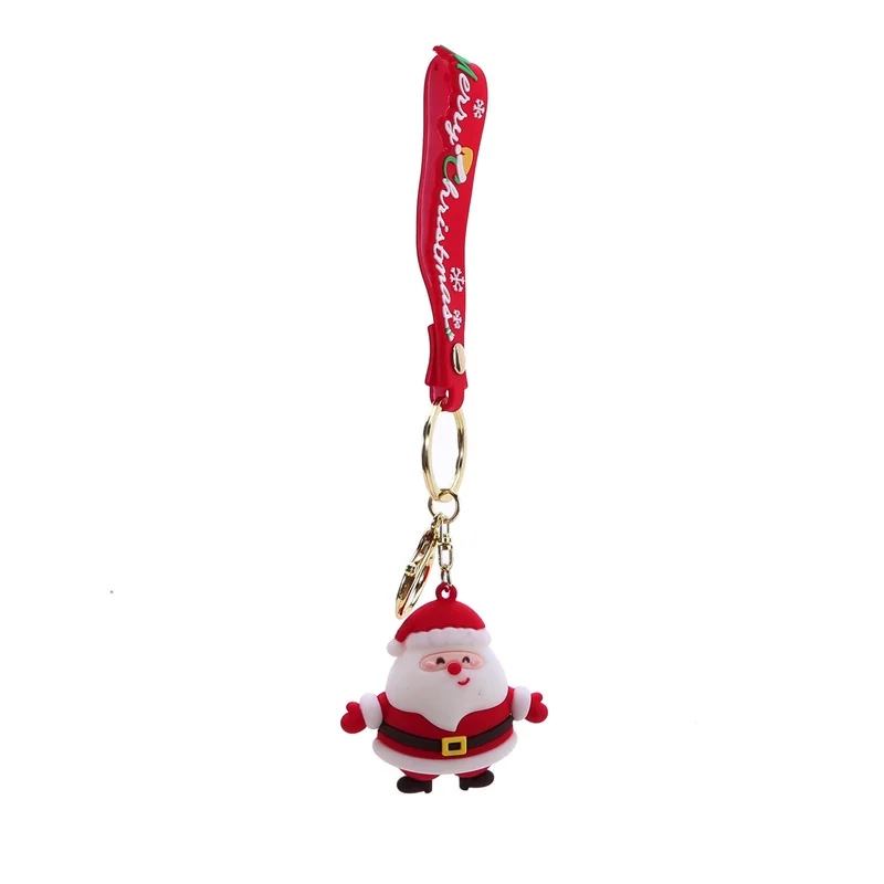 Santa Keychain Cartoon Claus Key Fob Cute Xmas Tree Keyring for Merry Christmas Decoration Phone Backpack Purse Pendanrt Jewelry