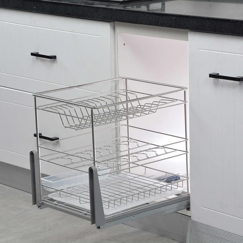 Kitchen basket seasoning basket 304 stainless steel seasoning kitchen cabinet vertical dish seasoning basket bowl