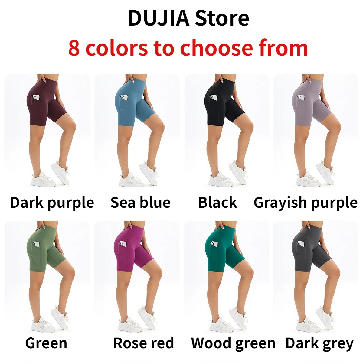 Comfortable Skin Friendly Summer High Waist Yoga Shorts Gym Hip Lift Pants Pocket Breathable Running Cycling Sports Shorts Women