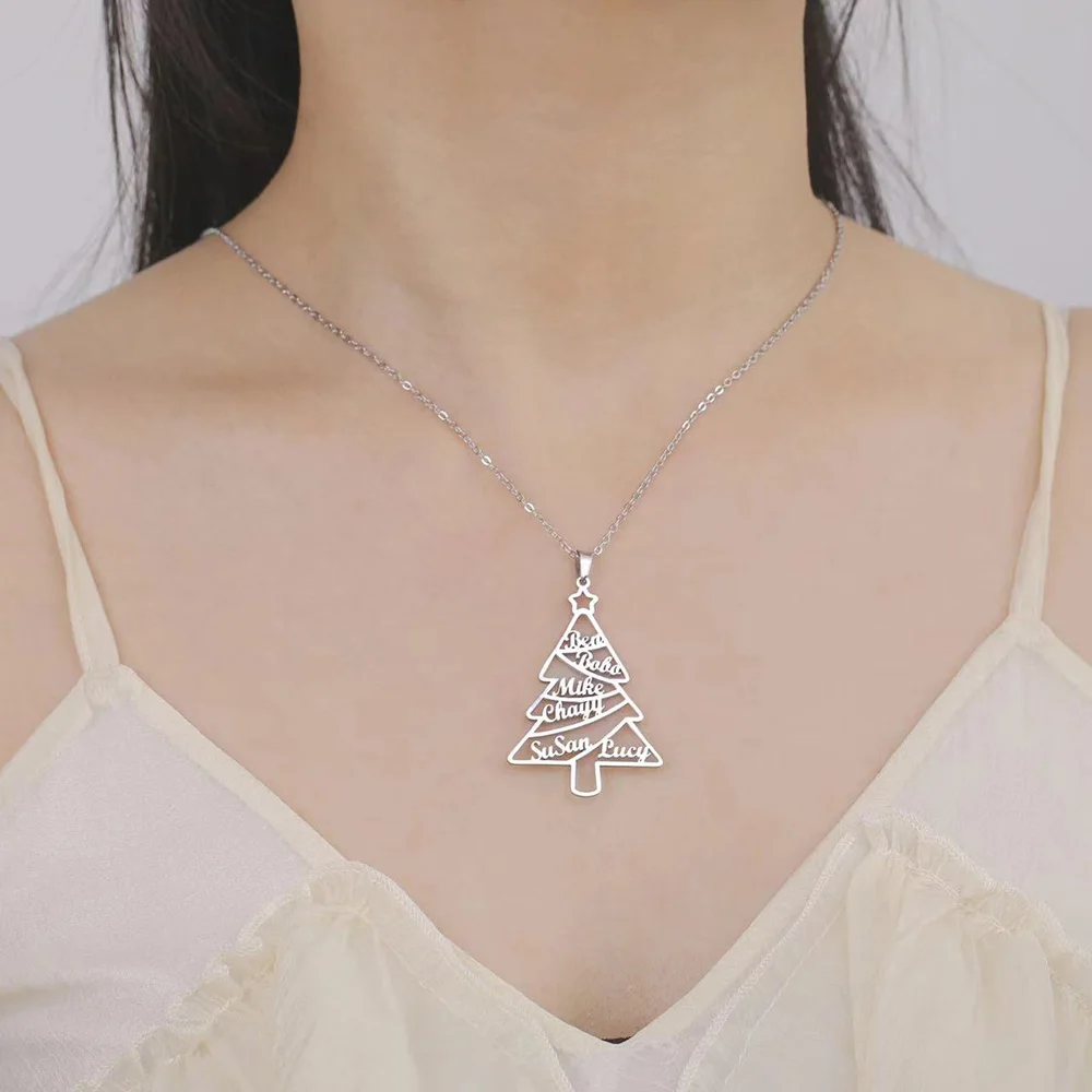 

Personalize the Tree of Life Necklace Custom Christmas Tree Name Necklace Stainless Steel Jewelry Christmas Gift For Mom