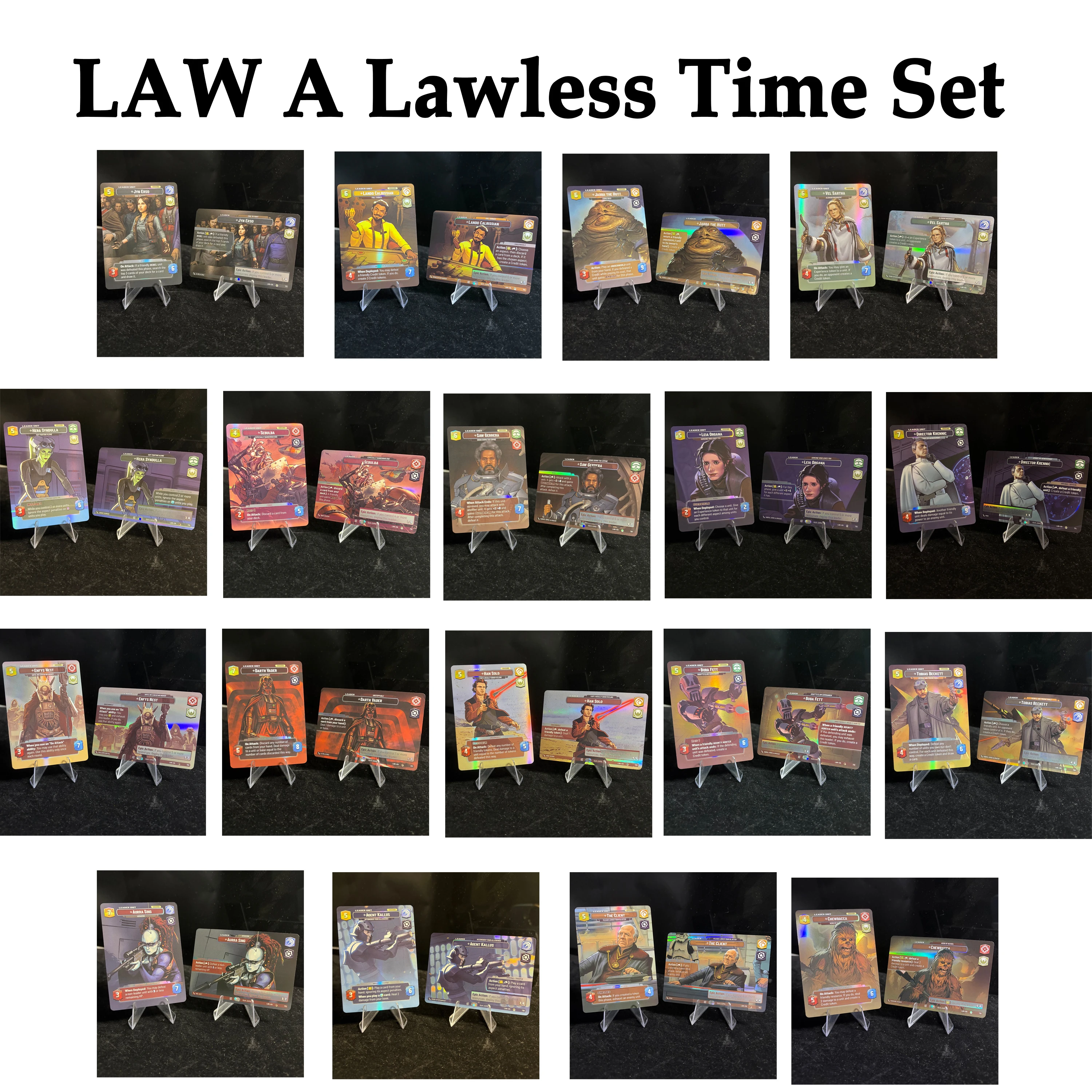 SWUDB TCG SEC&LAW Two Popular Expansions All-in-One Full Leader Collection Double Sided Laser Holo Foil Proxy Cards