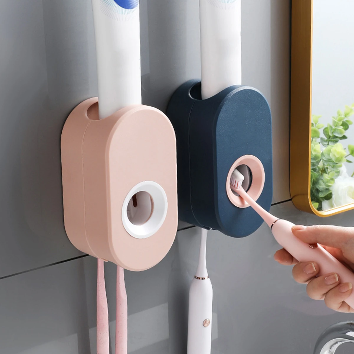 Automatic Toothpaste Dispenser Hands-free Squeezers Toothpaste Dust-proof Toothbrush Holder Wall Mount Stand Bathroom Accessorie