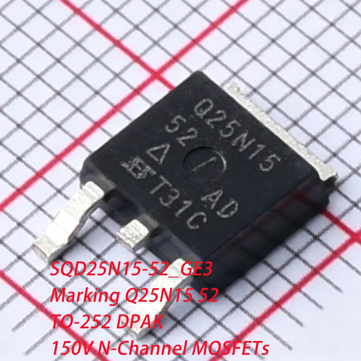 5PCS SQD25N15-52_GE3 Marking Q25N15 52 TO-252 DPAK 150V 25A 107W N-Channel NEW Original Field-Effect Transistor MOSFETs SQD25N15