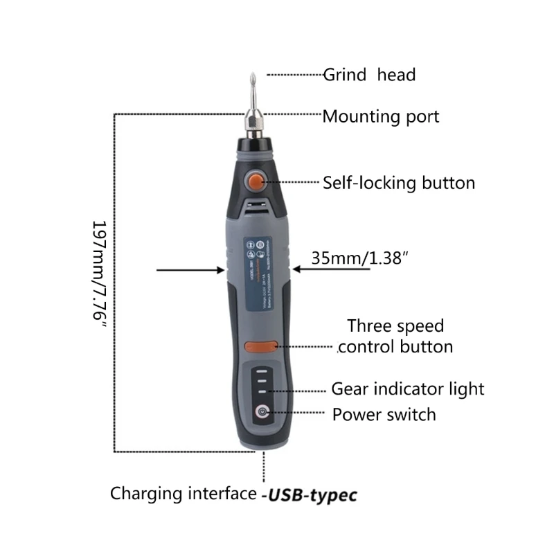 Ferramenta rotativa sem fio, bateria recarregável 3.7v 2200mah, 3 velocidades 8500-21000rpm, 22 peças acessórios, para