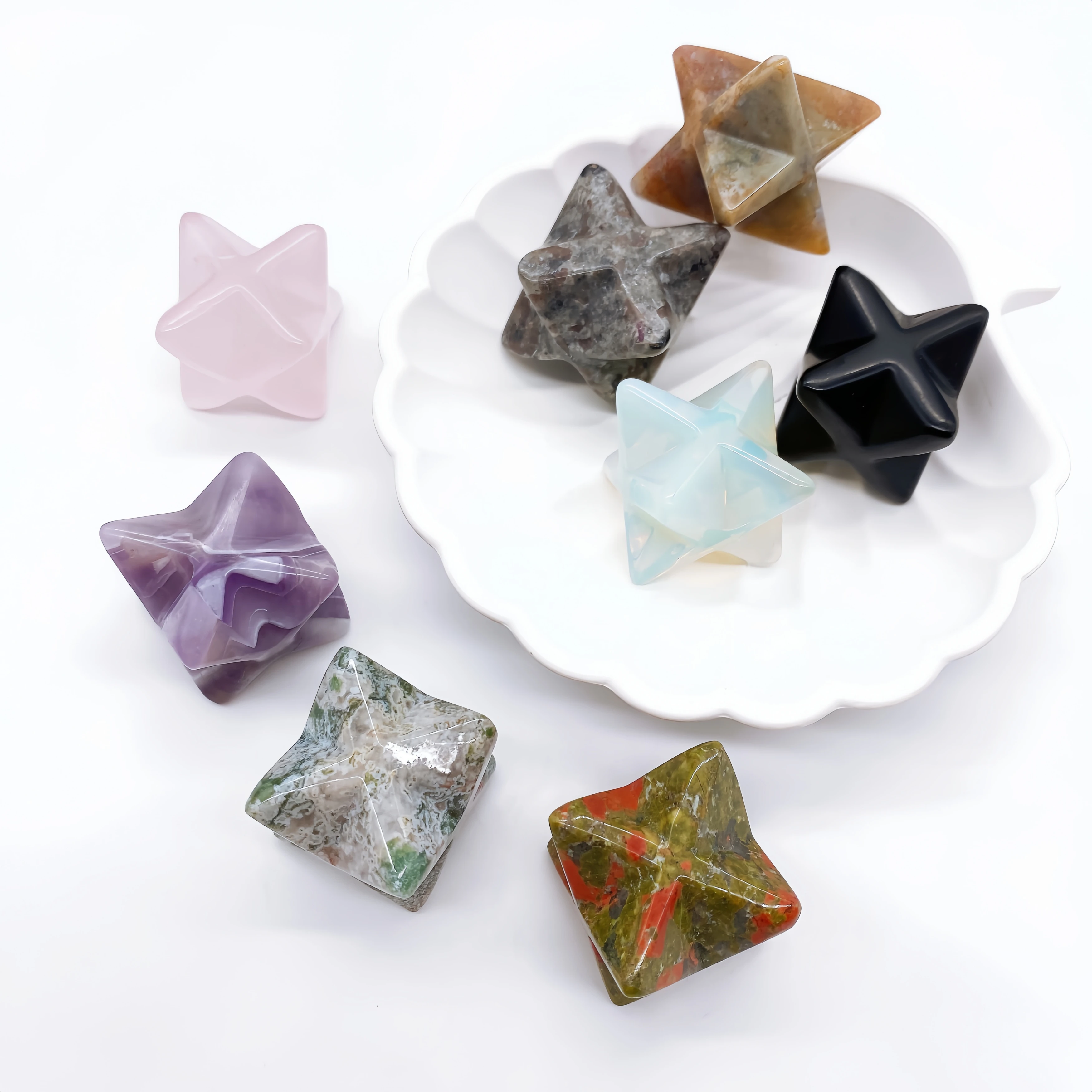 25*40mm Crystal Merkaba Star Natural Chakra Quartz Stone Wiccan Reiki Healing Energy Gem Mineral Home Decor Gift aquarium