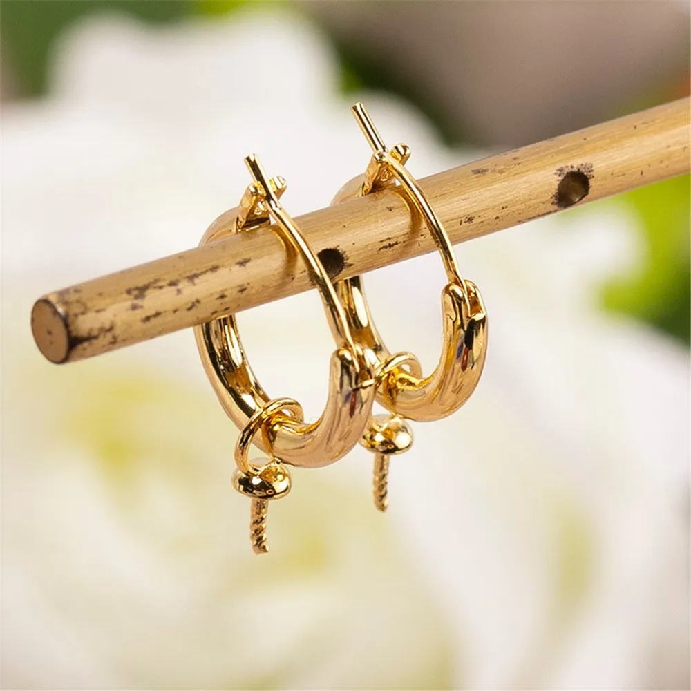 14K Gold Plated Brass Round Earring Hooks,Pearl  Accessories For Earrings,Shvenzy Earwires Fasteners,DIY Earring Findings