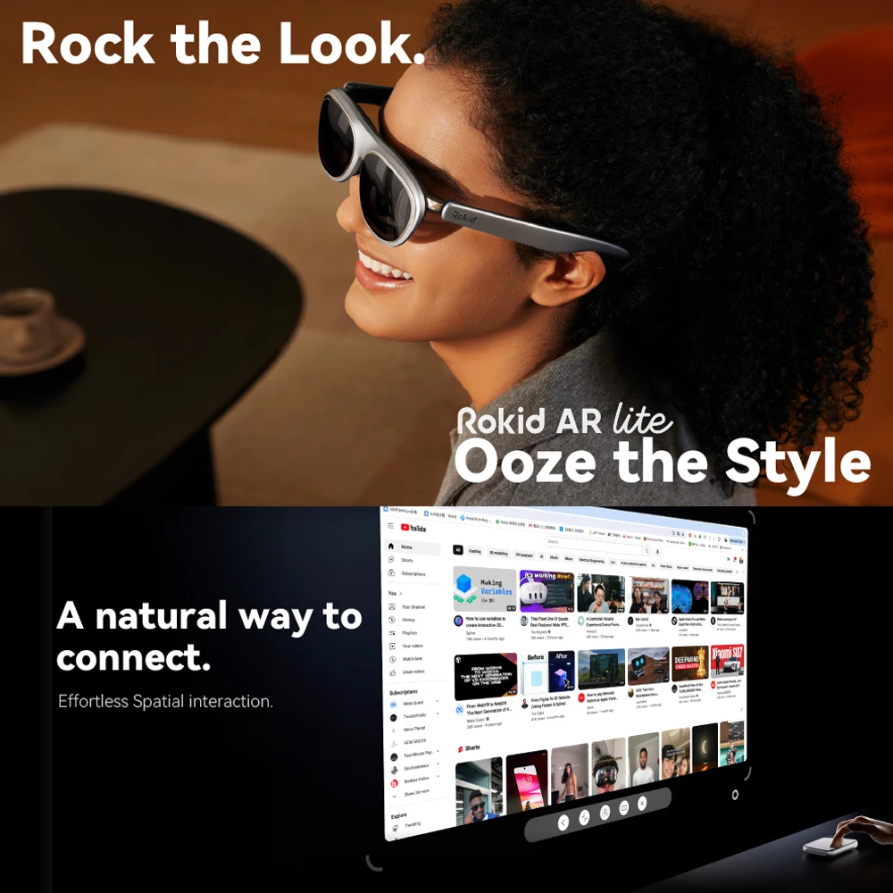Rokid MAX 2 Smart AR Glasses Portable HD 3D Smart Glasses Space Projection Screen Real Time Translation