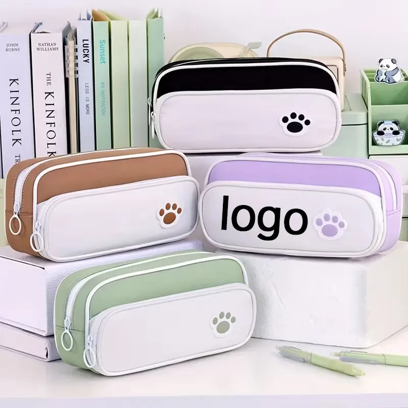 1Pcs Personalized Custom Logo Text New Creative Simple Stationery Box Pencil Case Large Capacity Multi-Layer Durable Zipper Bag Pencil Case for Storing Ballpoint Pens, Pencils, Rulers, for Girls and Boys, High-Value Student Stationery Box