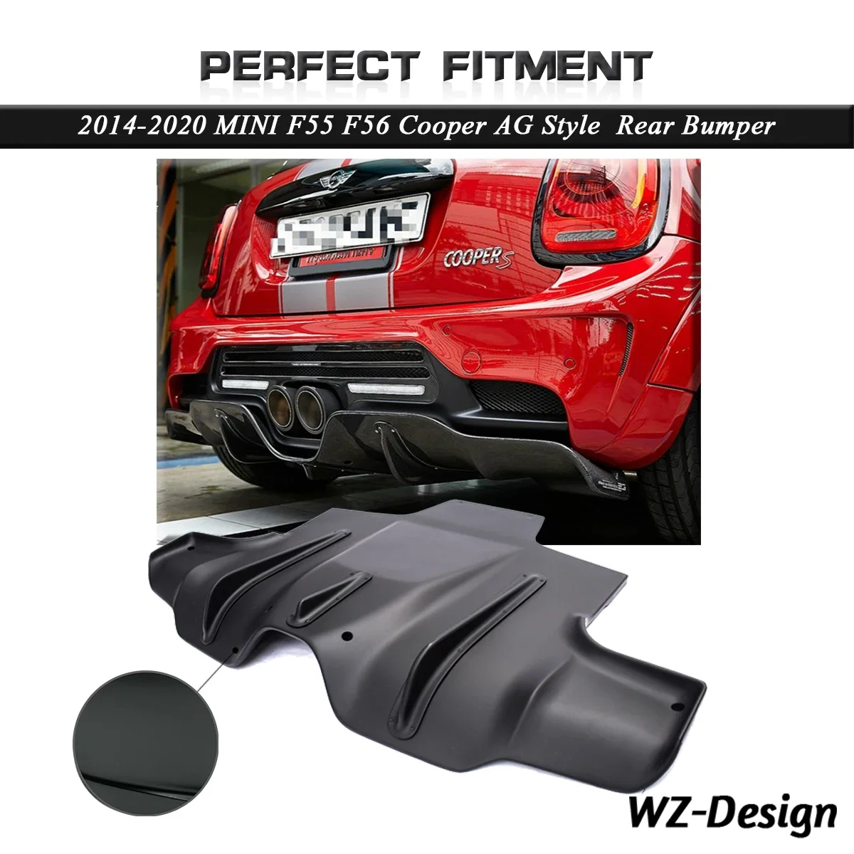 

Car Accessories Fiber Glass AG Style Rear Diffuser Fit For 2014-2020 F55 F56 Cooper S Duell Rear Diffuser