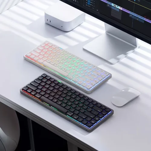 Imagen 2 del producto Teclado Mecánico Akko Air 01, 75%, 84 Teclas, Diseño Mac, Personalizable, Perfil Bajo, Intercambiable en Caliente, RGB, Tri-Modo, Gasket, Aluminio