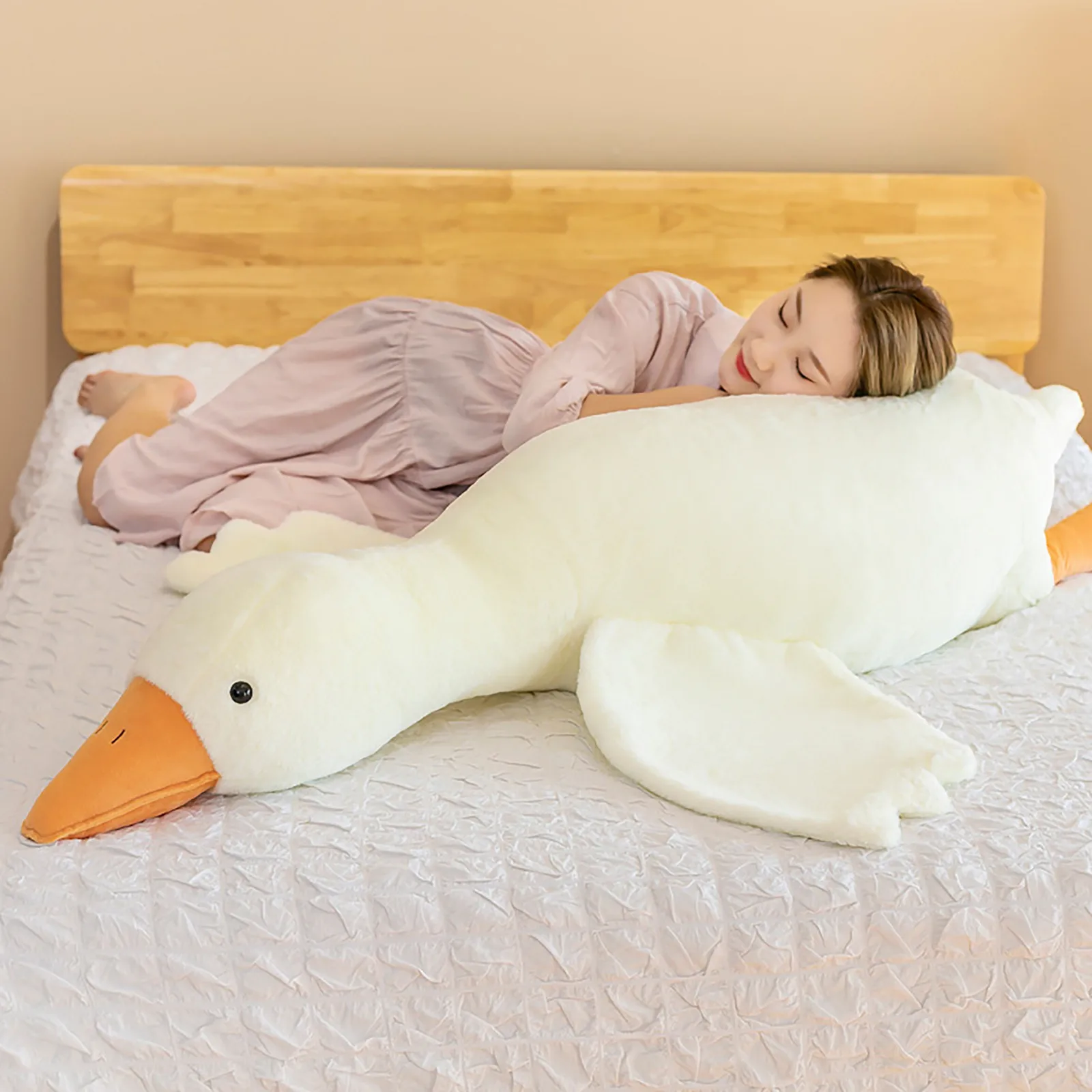 Cute Duck Plush Toy Big White Goose Doll Kids Toys Soft Cushion Baby Sleeping Pillow Stuffed Animal Doll Toys Gifts 80cm 120cm