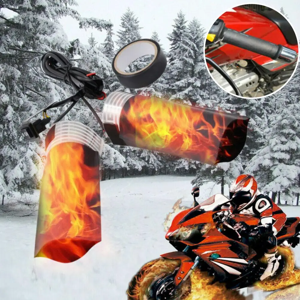 1Set Universal Motorcycle heated handlebars 12V Snowmobile Handlebar Heater Warmer Kit Winter Heated Steering Wheel