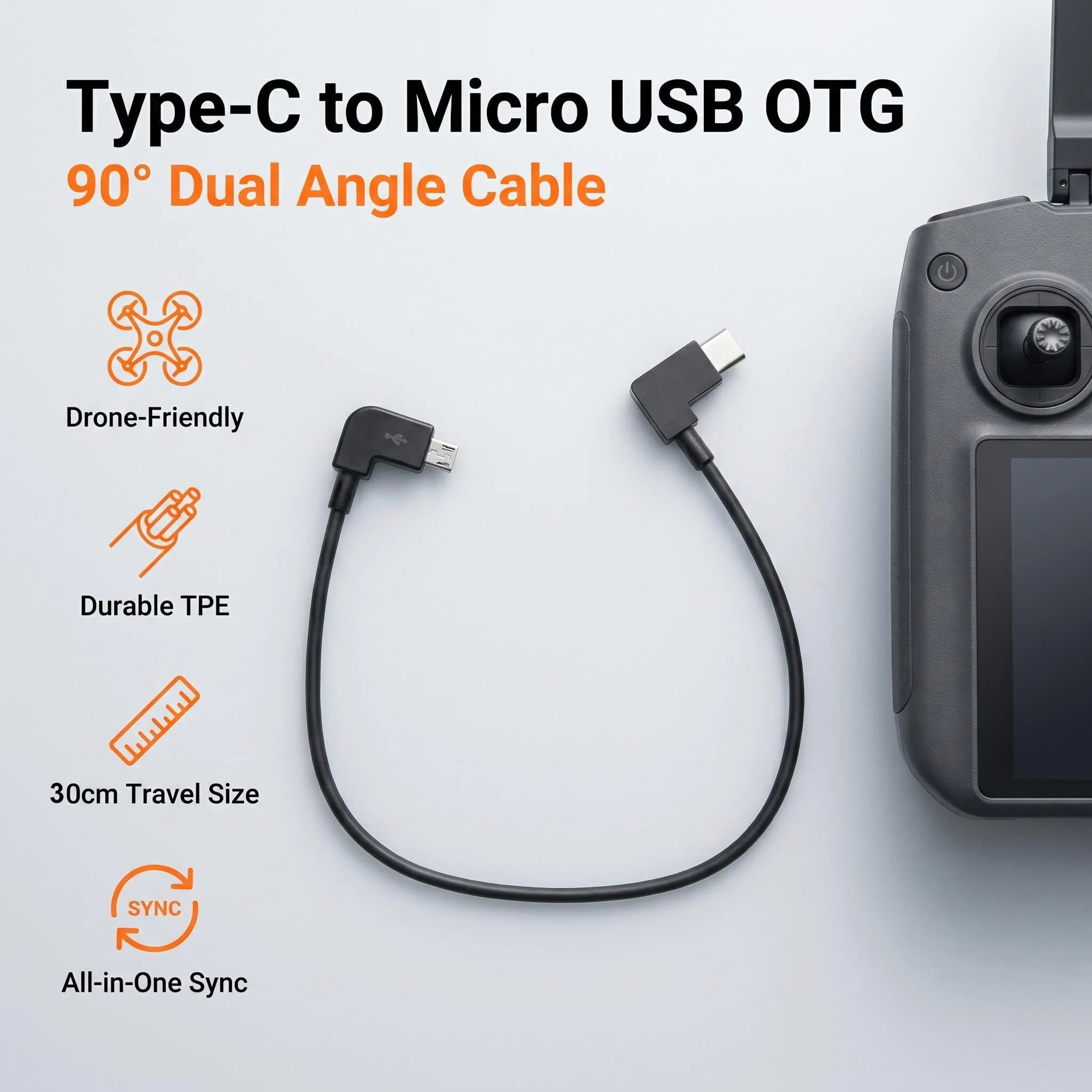 For DJI Mavic Mini/Air/Spark Controller OTG Charging&Data Sync Cord Type C to Micro USB Data Cable for Android Phones Accessorie