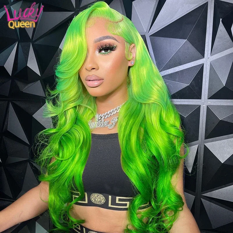 

Ombre Green Body Wave 613 Lace Frontal Wig Pre Plucked Remy Human Hair Wig For Women Transparent Lace 13X4 13X6 Frontal Wig