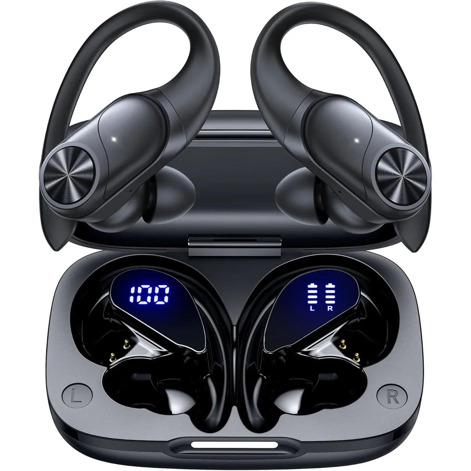 EARDECO Wireless Earbuds 80hrs Playtime Bluetooth Headphones Digital Sports Ear Buds with Earhook Deep Bass Over-Ear Earphones