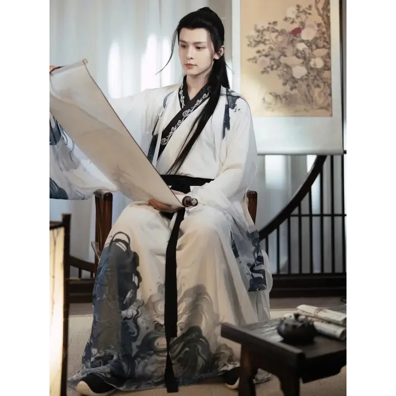Оригинальное китайское традиционное мужское платье Hanfu Kirin с принтом Hanfu в китайском стиле Hanfu, 3 комплекта