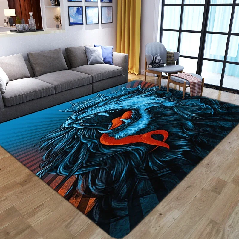 Cartoon Animal Lion 3D Carpets Living Room Soft Anti-slip Bath Mat Bedroom Floor Mats Kids Play Area Rugs Extra Cushions Doormat
