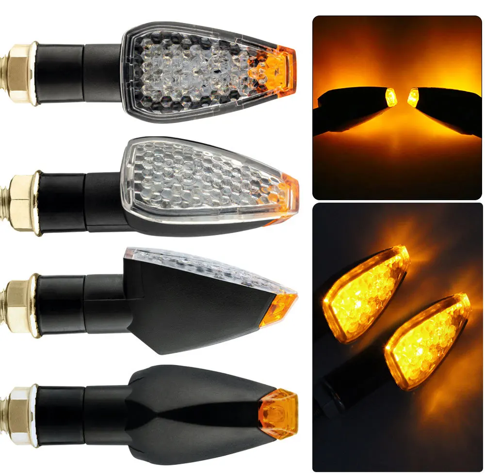 E-Mark Certified 12V Motorcycle Turn Signal Light Small Yellow Cap 14LED Super Bright Warning Light for Motorcycle Modification