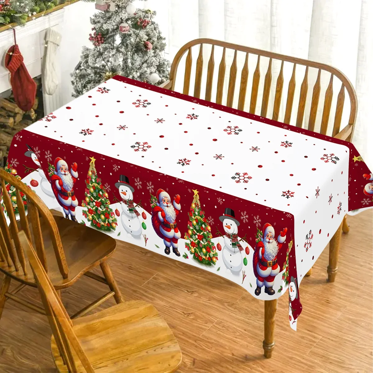 Christmas Disposable Tablecloth Christmas Decorations for Home 2024 Table Cover Navidad Noel New Year Gifts Dining Table Decor