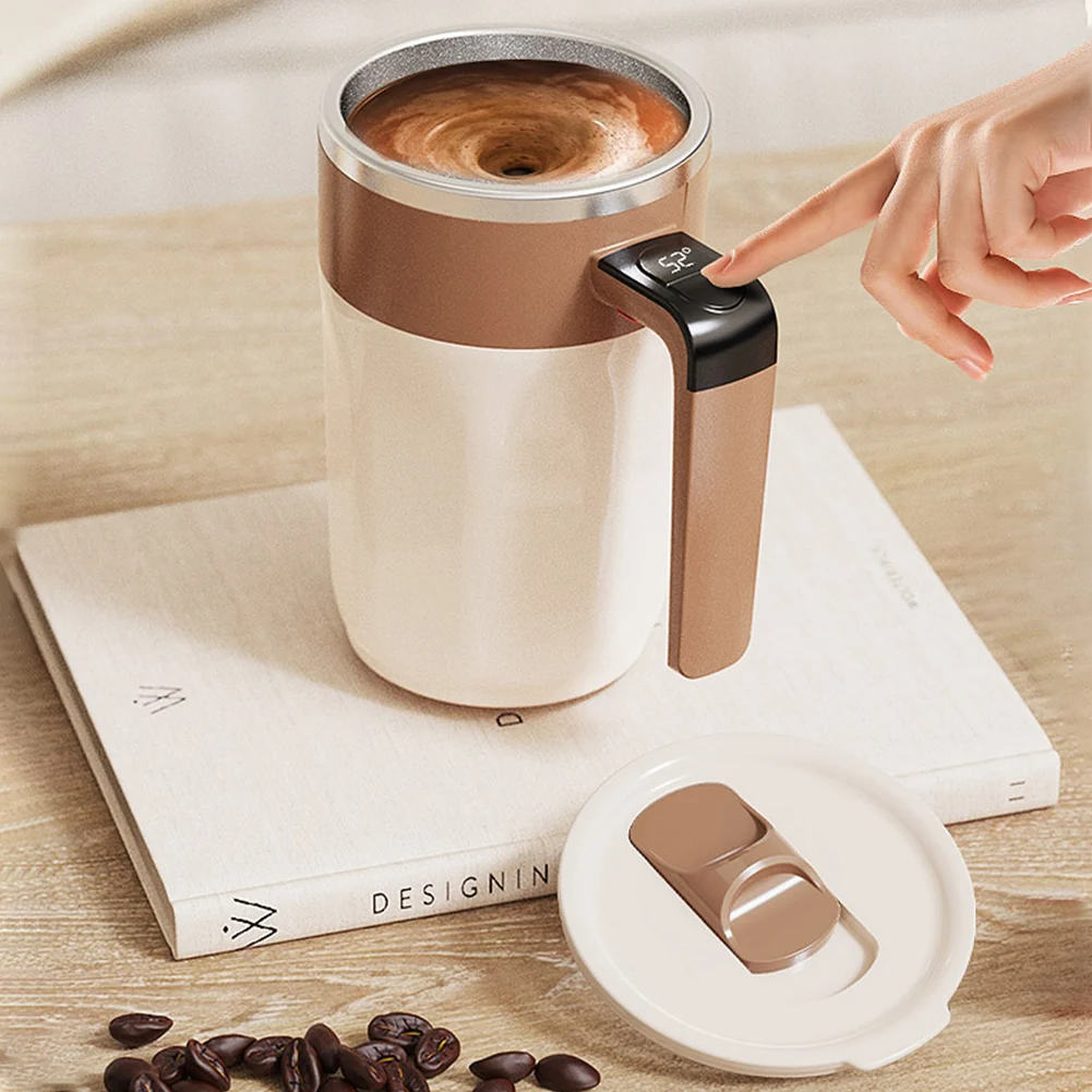 

Self-stirring Coffee Mug Magnetic Stirring Cup Rechargeable Automatic Mixing Cup w/LCD Thermometer for Coffee Tea Hot Chocolate