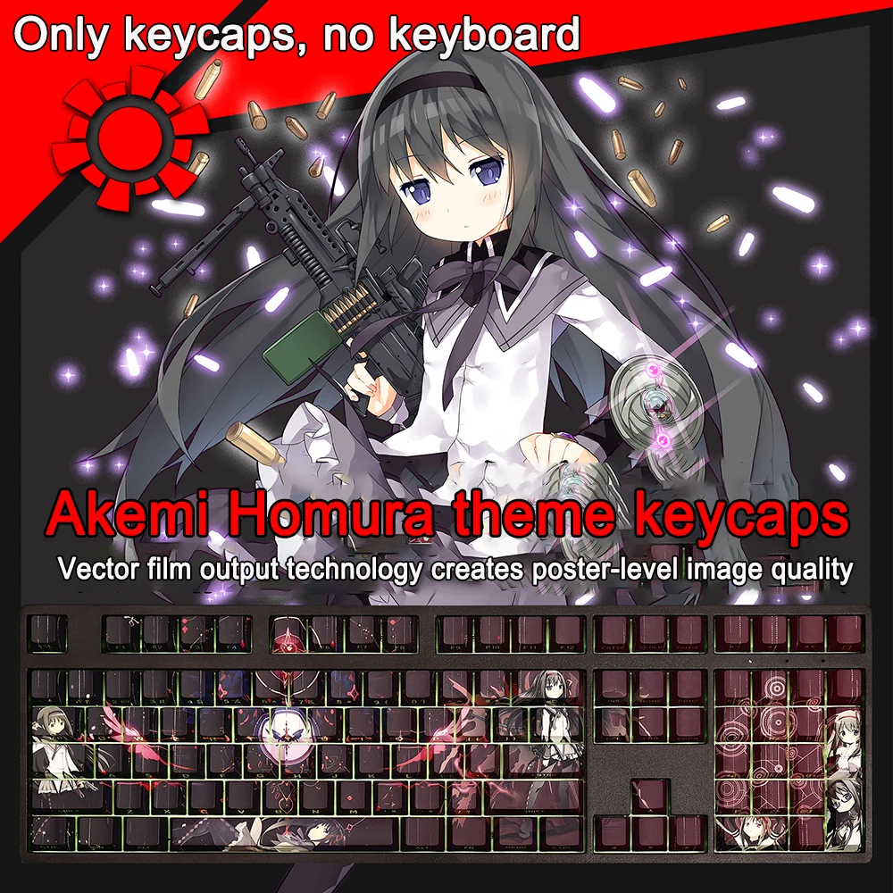 

108 Key/set Puella Magi Madoka Magica‌ Keycap PBT Dye Subbed Keycaps Cherry Anime Cartoon Gaming Key Cap For ANSI 61 87 104 108