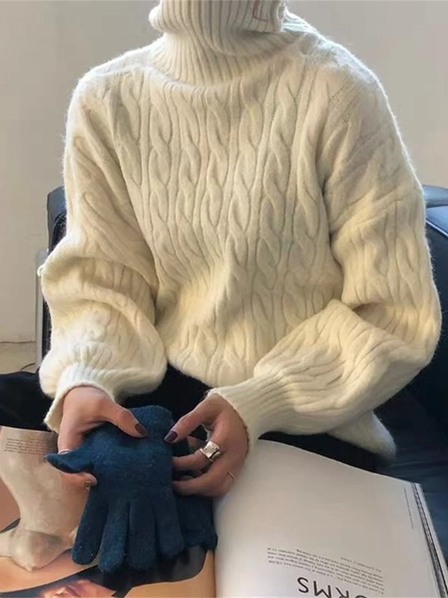 

Женский вязаный свитер Sli High Ne, модный универсальный топ с косичками, свободный крой в корейском стиле, хит продаж, базовая модель