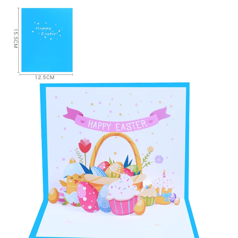 

10pcs Handmade Egg Happy Easter 3D Pop UP Greeting Invitation Card For Shower Thanks Christmas Wedding Birthday Party Gift