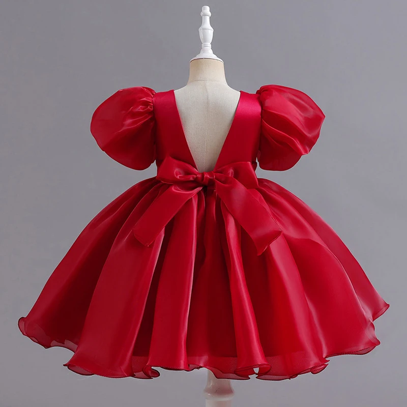 

Короткое вечернее платье, черное, красное, роскошное пышное платье длиной до колена, детское элегантное розовое платье с цветочным узором для девочек, милое платье для дня рождения