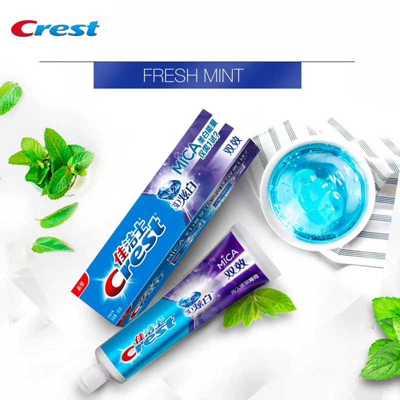 Crest 3D GLIMMER Zahnpasta Fluorid Zähne Bleaching Doppel Wirkung Zahnpasta Mint Geschmack Zahn Paste 120g für Erwachsene Oral Care