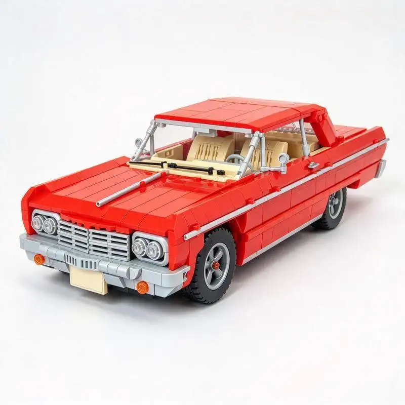 1700PCS 1964 Classic American Vintage Sedan Car Model Custom Building Blocks Retro Vehicle Assembly Toy Display Collection Gift