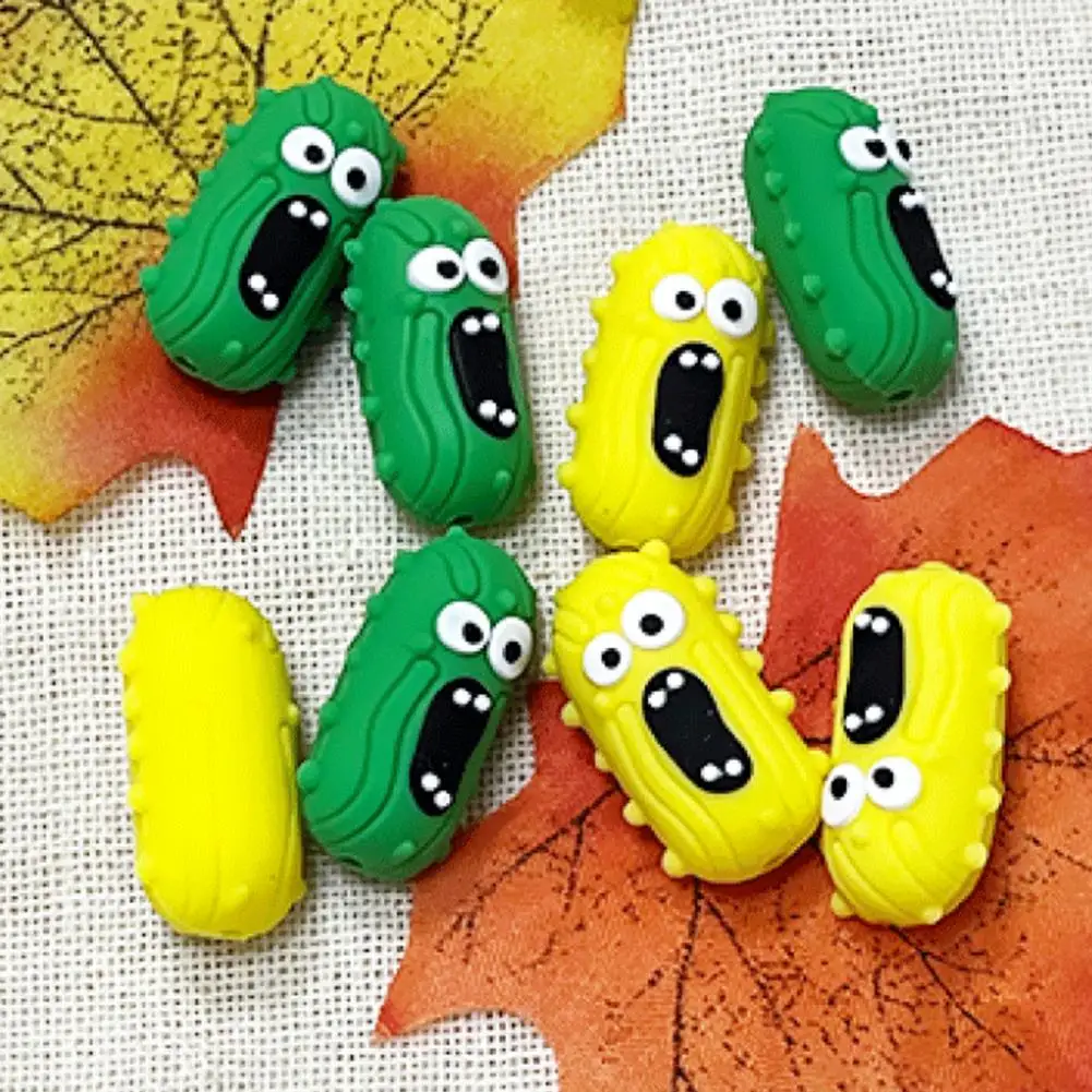 3d Cucumber Silicone Beads 5pcs 3d Cucumber Silicone Focal Beads for Pens Cartoon Loose Rubber Beads Bulk Cute Keychain Bracelet
