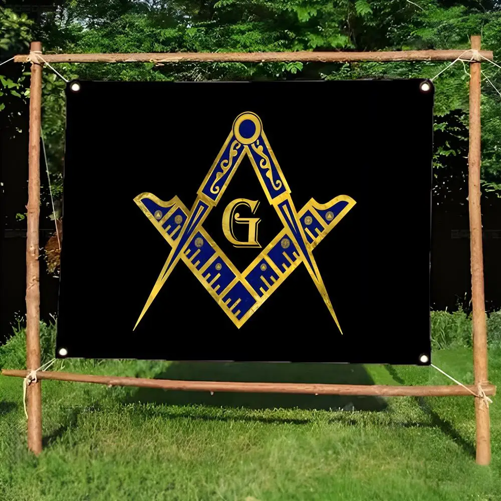 Freemasonry Logo Secret Society Flags Borderless four-ring ornament indoor outdoor decoration effortless to hang