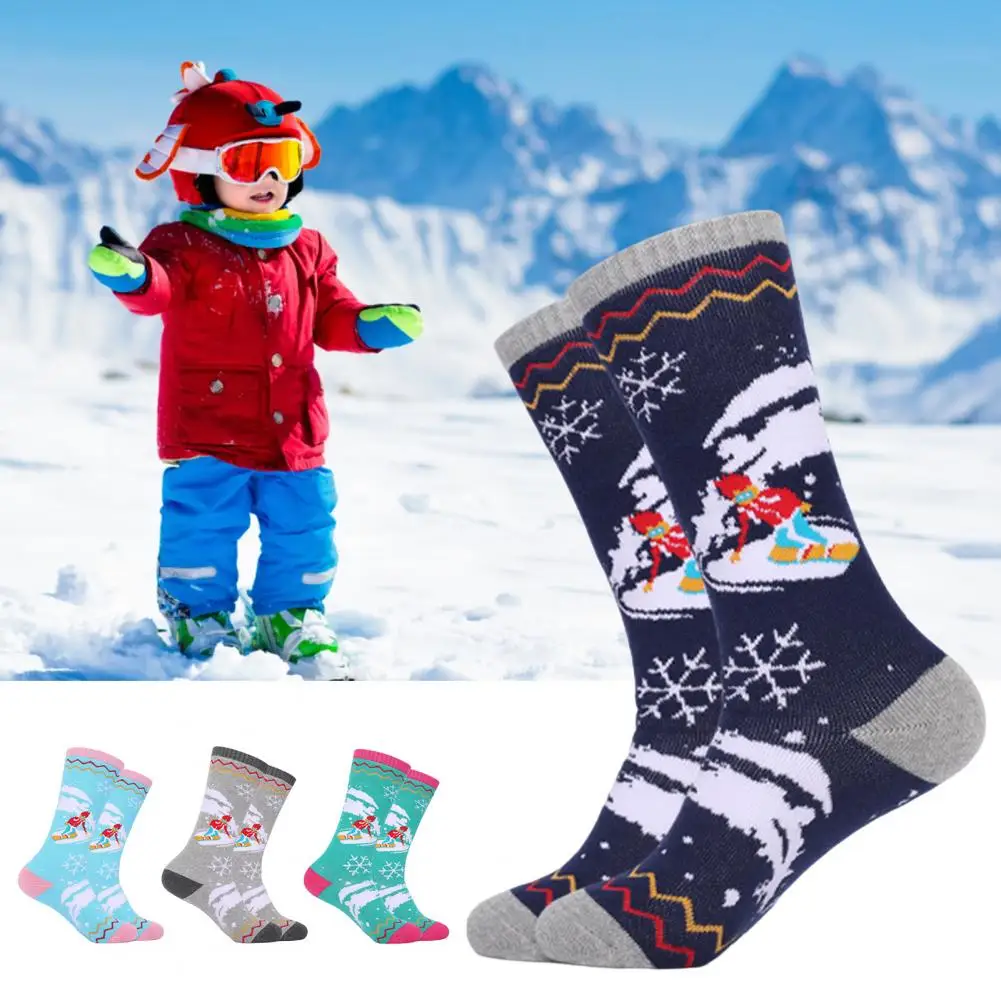 Ski Socks 1 Pair Delicate Sweat-absorbing Stretchy  Kids Winter Warm Thermal Snow Socks for Winter