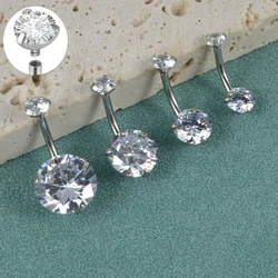 1Pc Surgical Steel CZ Crystal Navel Piercing Curved Barbell Belly Button Rings Helix Cartilage Piercing Body Jewelry