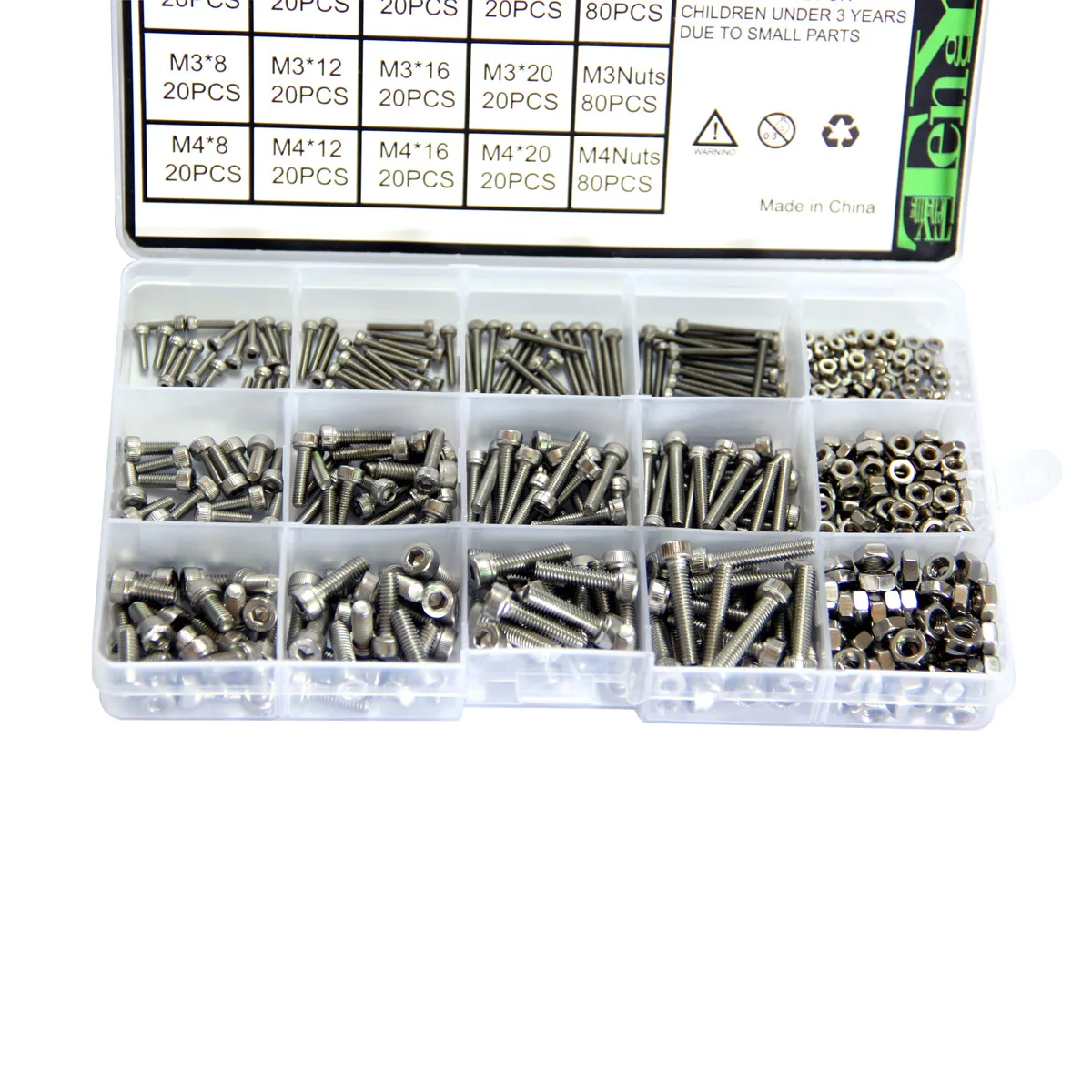 

480 Pcs Stainless Steel Screw Set Socket Head Screws Nuts Metric Bolts High Quality 304 Anti Rust Home Office Construction