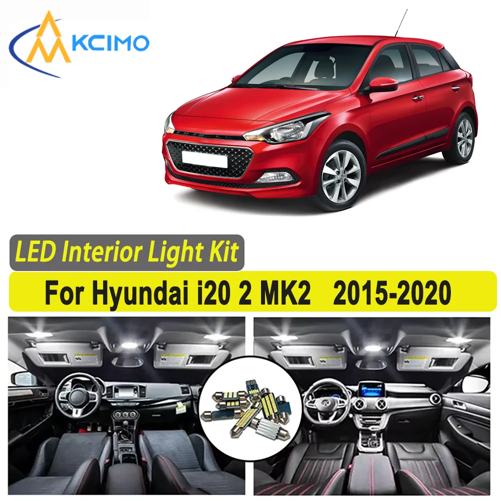 

Kcimo For Hyundai i20 2 MK2 2015 2016 2017 2018 2019 2020 Premium Bright LED Interior Dome Map Trunk Light Kit Car Led Lamps
