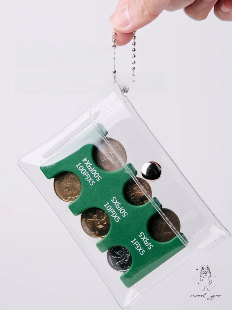 

Portable Coin Holder Money Storage Bag Transparent Travel ential Anti-Lost Clip Japanese cy Organizer Glitter Card Case