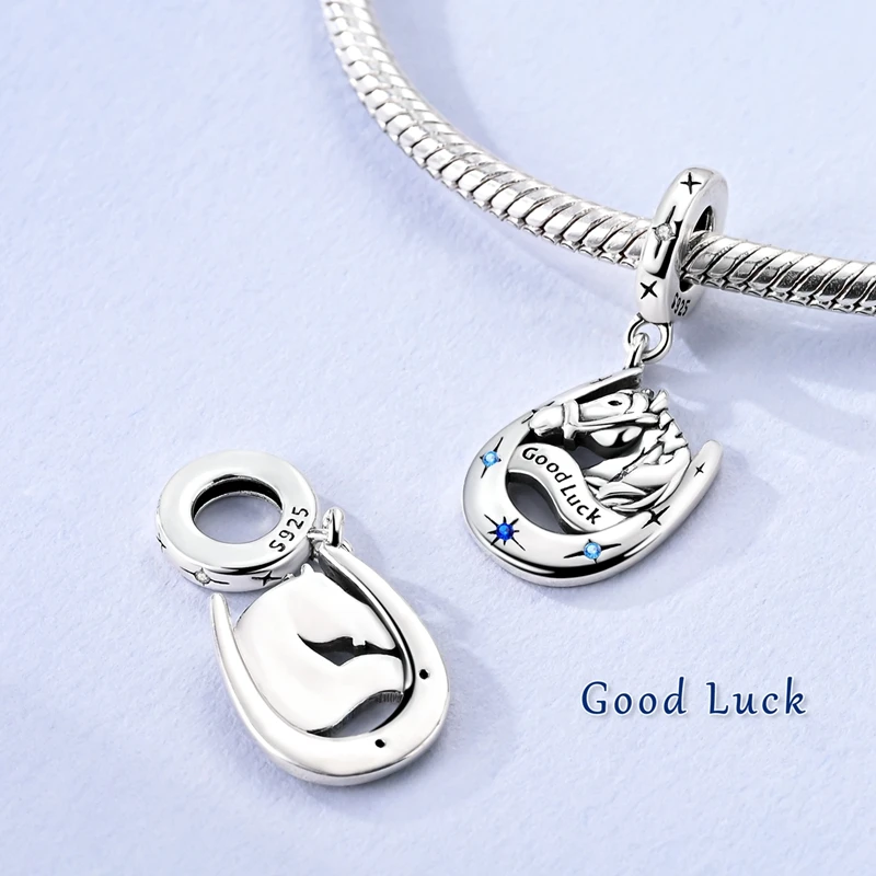 

Стерлингового серебра 925 пробы U-образная подкова, подвеска на удачу, подходит для диаметра отверстия 4 мм, подвески, браслеты, женские ювелирные изделия «сделай сам», подарок