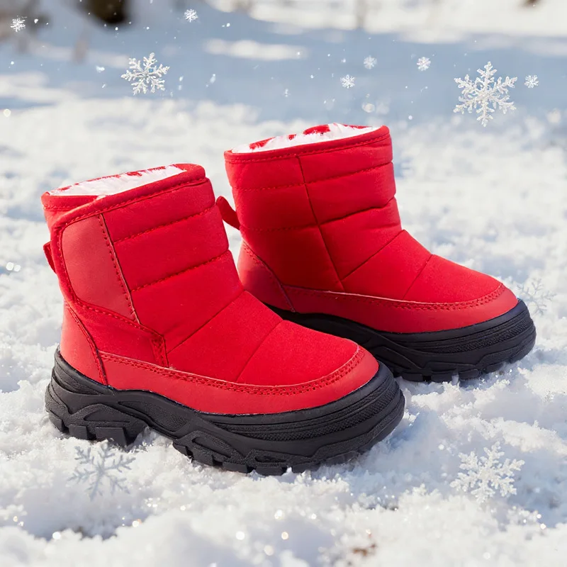 

Уличные однотонные противоскользящие зимние ботинки для мальчиков и девочек | Детские водоотталкивающие ботинки TPR