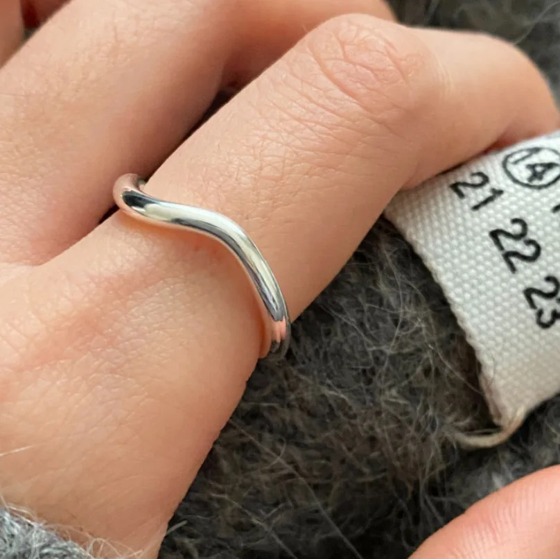 925 Sterling Silver Wavy Line Adjustable Rings For Women Aesthetic Luxury Quality Jewelry Accessories Wholesale Argent 925
