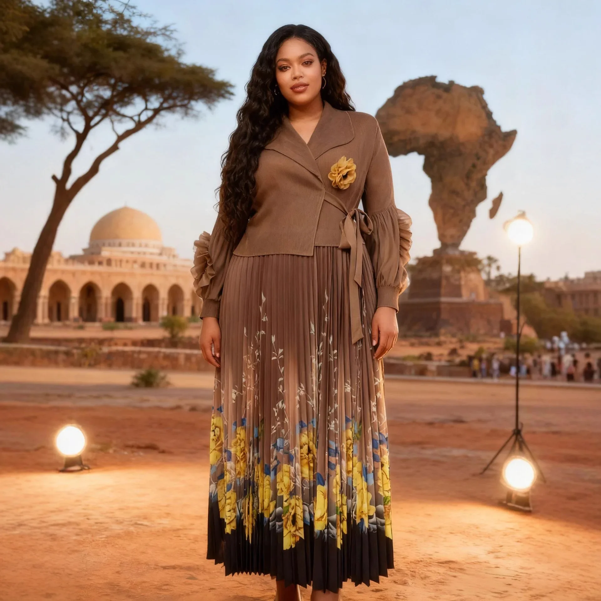 مياكي 2025 الخريف والشتاء فستان جديد عصري فضفاض ورقيق مزاجه الخامس الرقبة أنيقة المرأة فستان مجعد #1