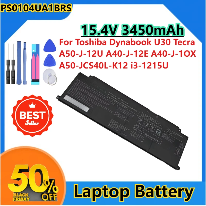 For Toshiba Dynabook U30 Tecra A50-J A40-J-12E CS40L-K12 A50-J-12U i3-1215U 15.4V 3450mAh Laptop Battery PS0104UA1BRS +tools