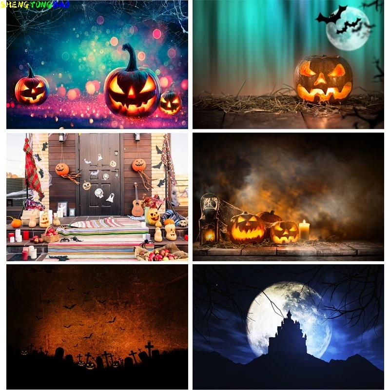 

Vinyl Custom Photography Backdrops Props Pumpkin Halloween Baby Portrait Photo Studio Background 21611GOP-01