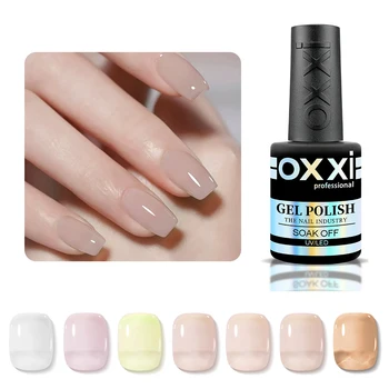 OXXI Base in Gomma Nuda Smalto Gel Semipermanente Gelatina Naturale Base per Unghie Coat Unghie Art 7 Colori Base per Vernice Gel Ibrido Gellac