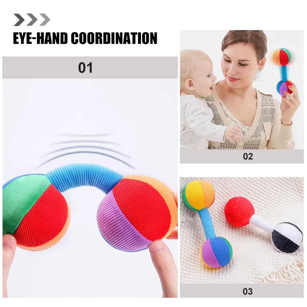 2 Peças de Halteres Coloridos Macios para Estimulação Sensorial de Recém-Nascidos, Treinamento de Habilidades Motoras Finas, Ferramenta de Exercício Interativa e Calmante