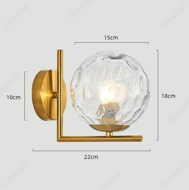 الحد الأدنى مصممة LED الزجاج عاكس الضوء E27 كروية الجدار مصباح غرفة نوم أباجورة داخلي غرفة المعيشة الممر الإضاءة