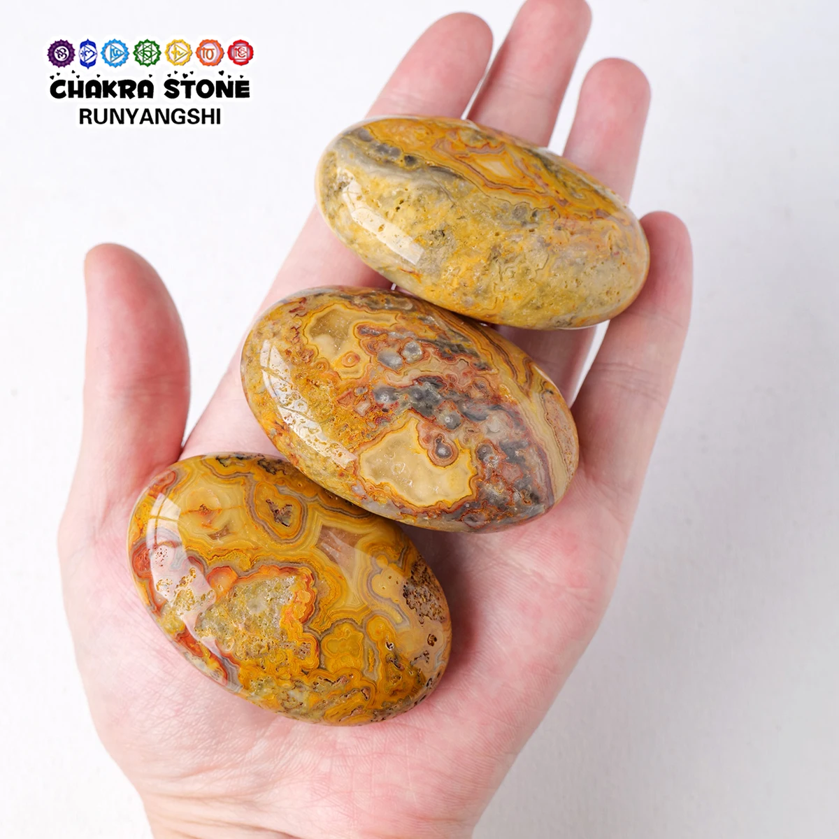 

1PC Natural Crazy agate Palm Thumb Stone Hot Compress Crystal Gem Home Decoration Crafts Health Energy Gifts 2023 New Arrivals